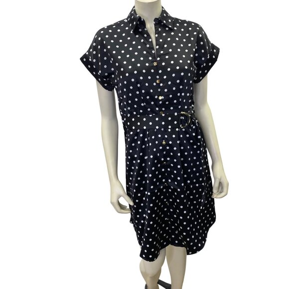 French Connection Women's Satin Blk/White Polka Dot Dress Sm NWT - Picture 7 of 12
